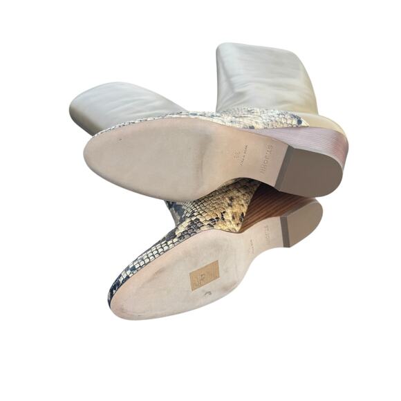 St. John F615001 US 8 / EU 38 Leather Snake Print Knee High Wedge Boots NWT - Picture 8 of 16